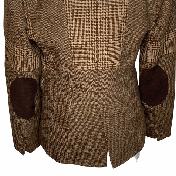 Braefair Tweed Wool Blend Equestrian Riding Button Blazer Brown Jacket Size 4 - Picture 7 of 16